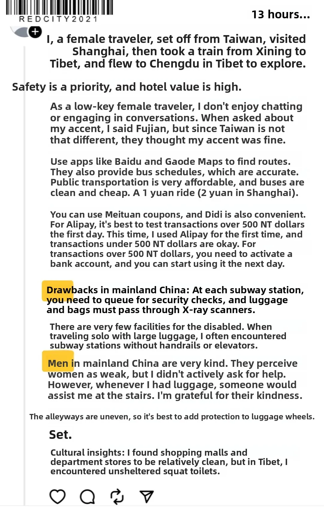 Taiwanese Friend's Solo Trip Through Mainland China: City Takeaways (Part 1) 6